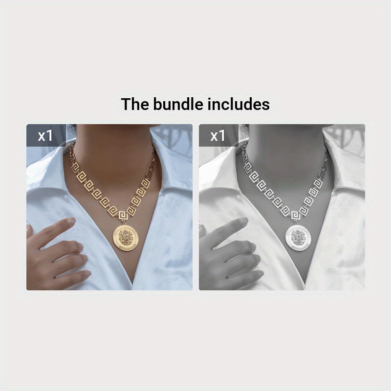 Geometric Lion Head Pendant Necklace for Women